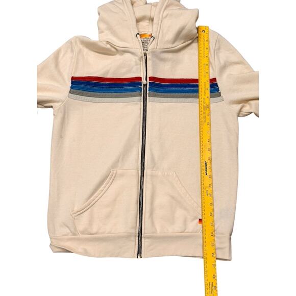 Aviator Nation 5 Stripe Vintage White Hoodie Unisex Size L Full Zip - Picture 7 of 10